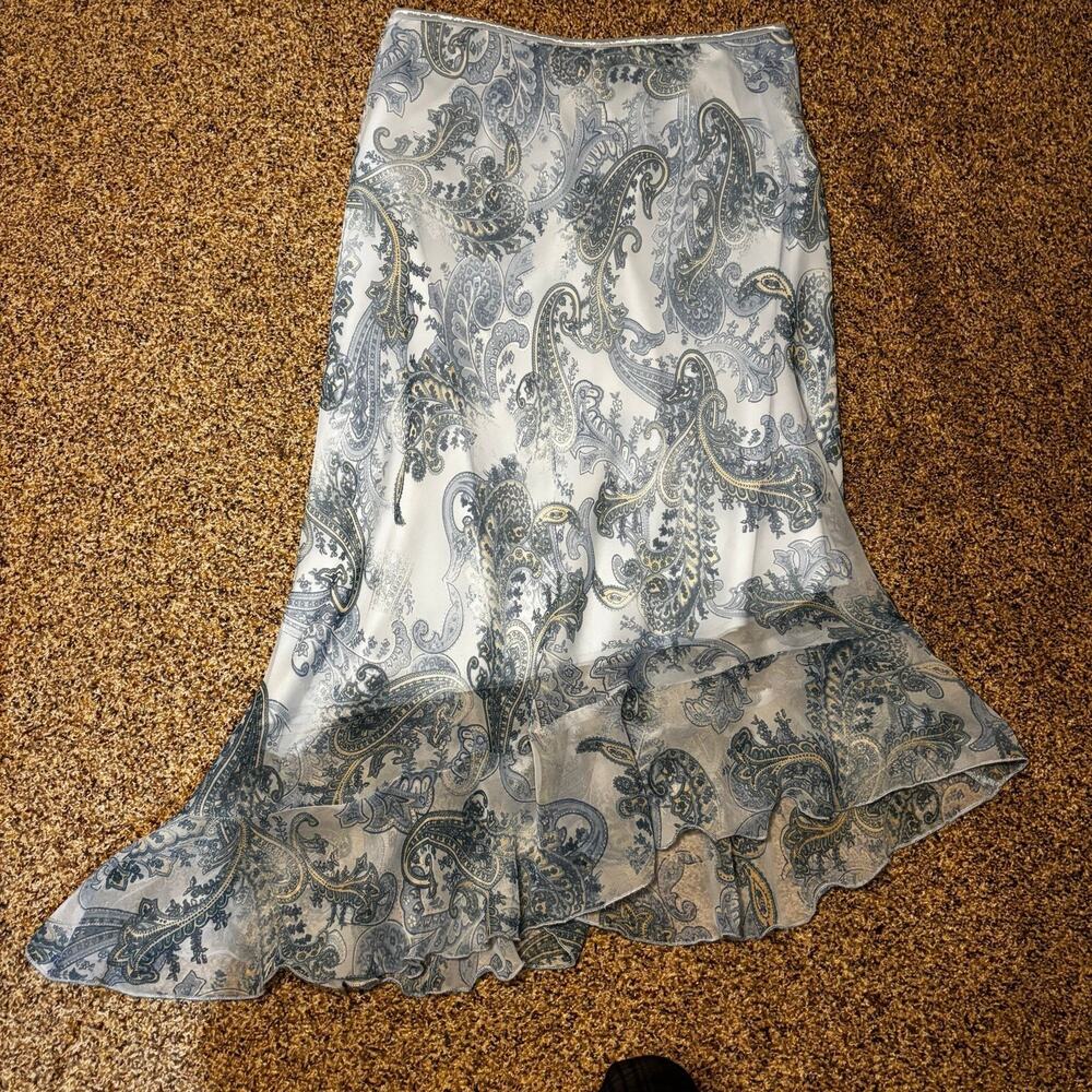 Y2K Wrapper Blue paisley maxi skirt with a flowy, boho fairy vibe. Size: L